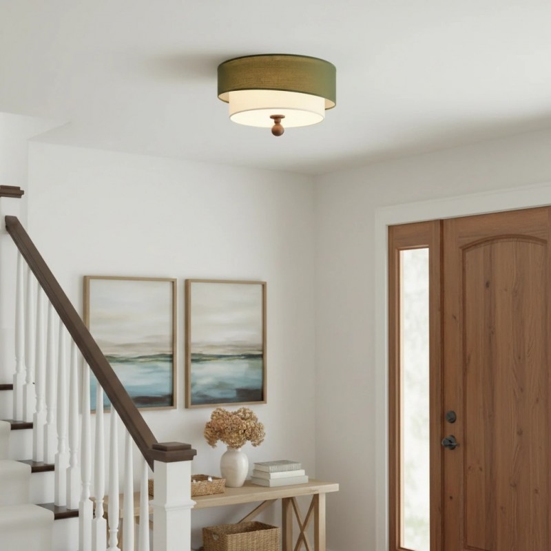 Celestis Modern Fabric Drum Ceiling Light