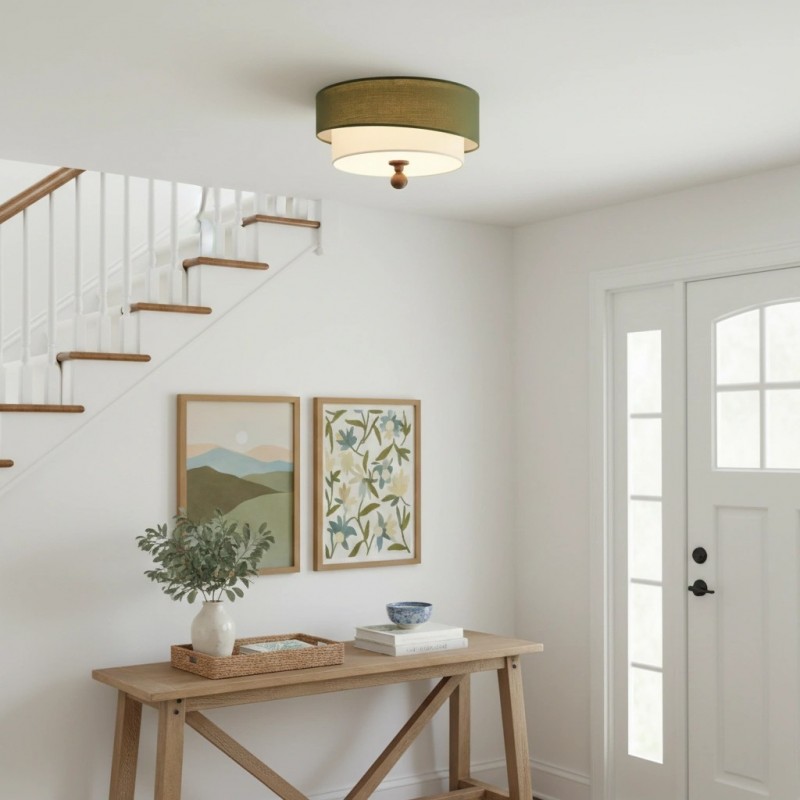 Celestis Modern Fabric Drum Ceiling Light