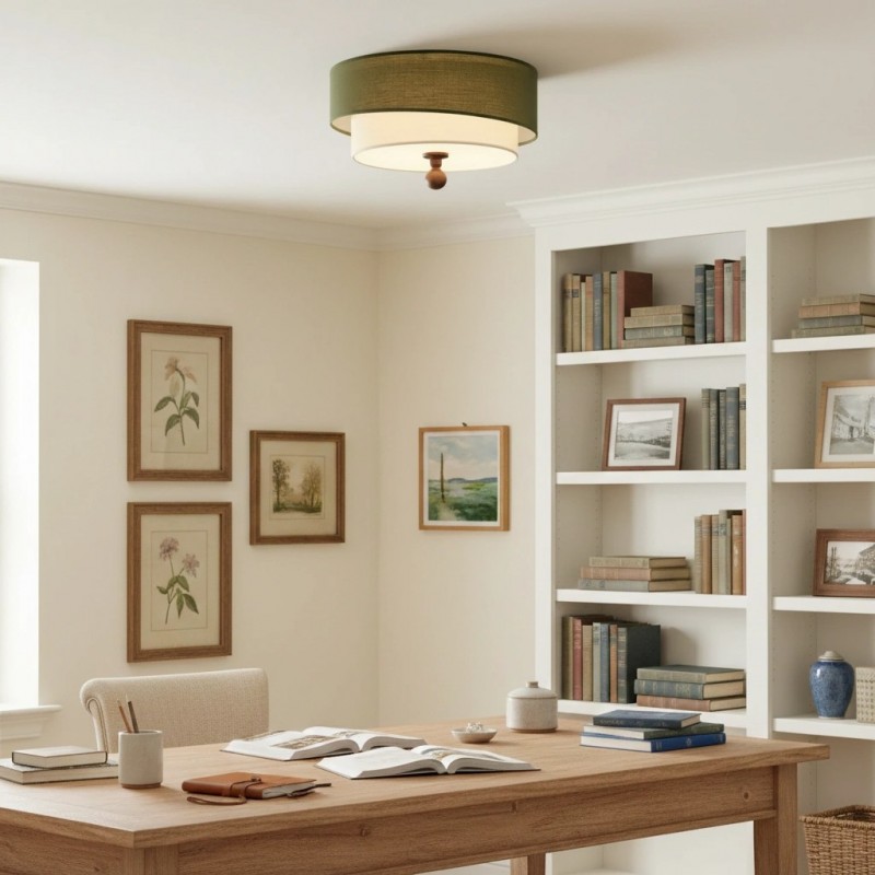 Celestis Modern Fabric Drum Ceiling Light