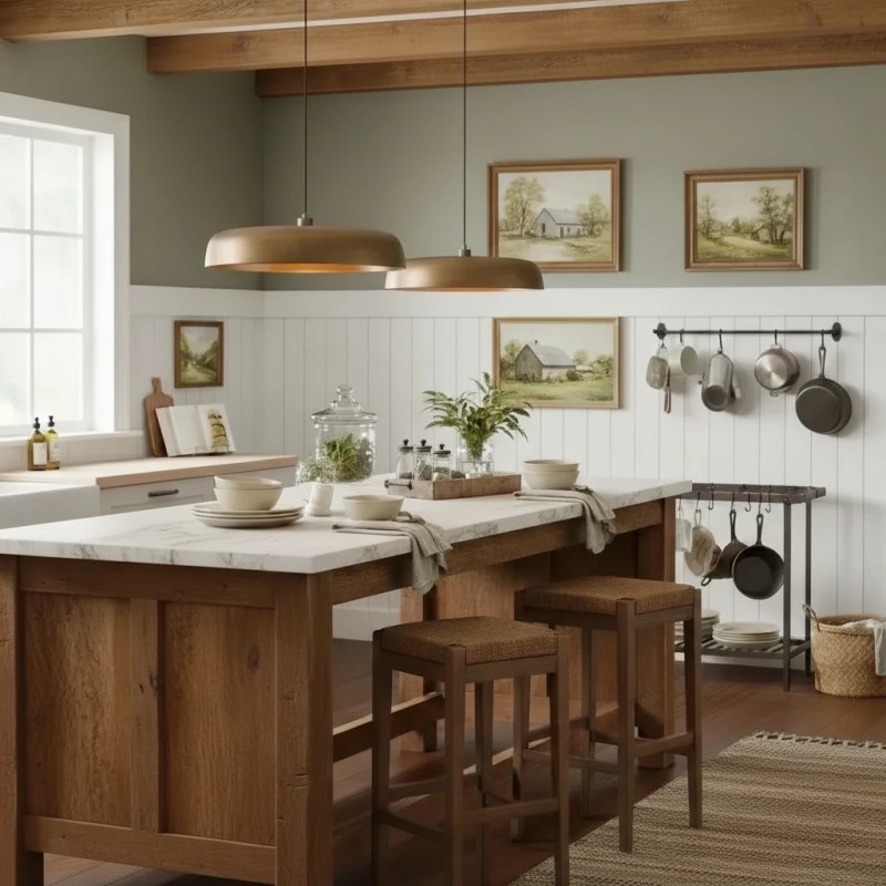 Aeloria Rustic Farmhouse Antique Brass Saucer Pendant Light