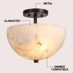 Faeluna Modern Alabaster Round Ceiling Light