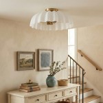 Solira Modern Pleated Milk Glass Ceiling Light