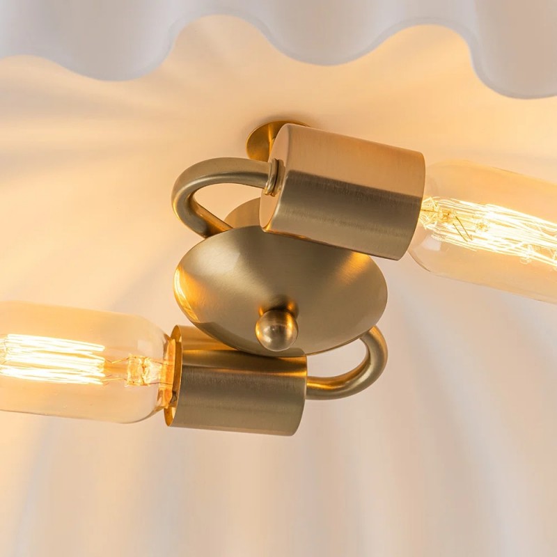 Solira Modern Pleated Milk Glass Ceiling Light