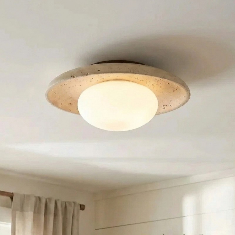 Solindra Modern Travertine Round Ceiling Light