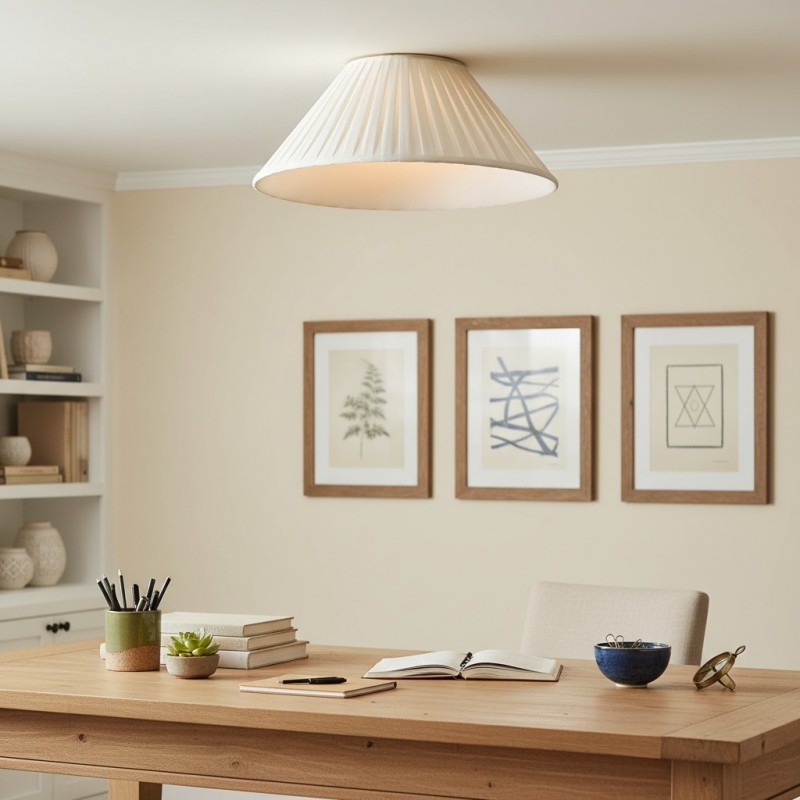 Zephiris Vintage Pleated Fabric Cone Ceiling Light
