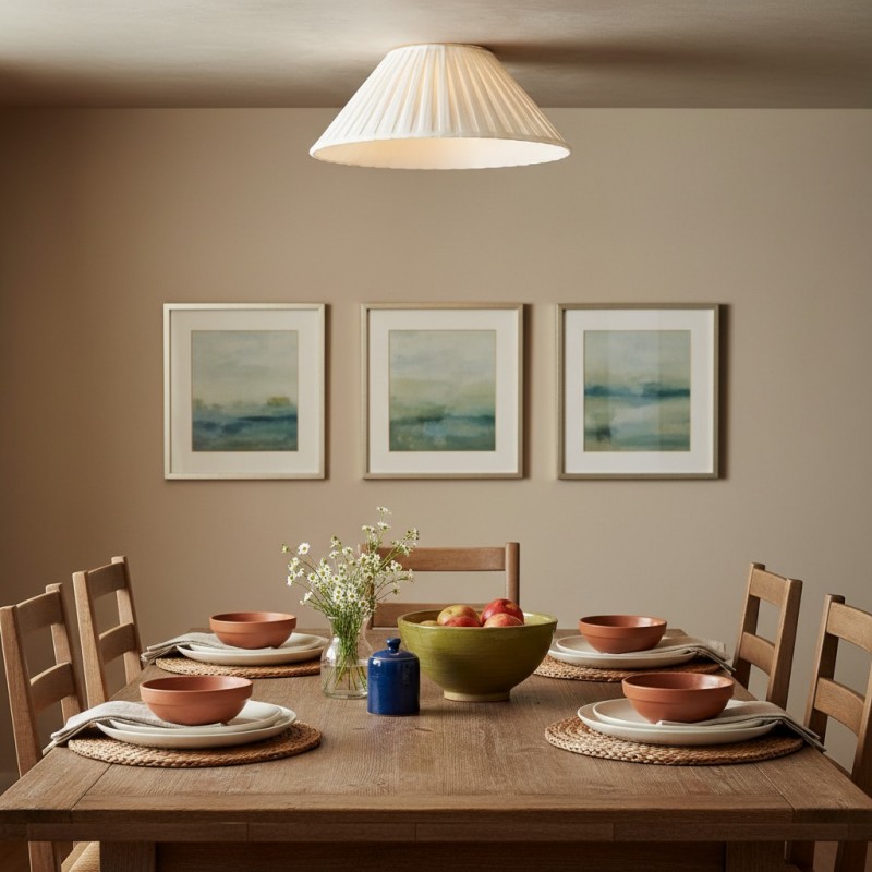 Zephiris Vintage Pleated Fabric Cone Ceiling Light