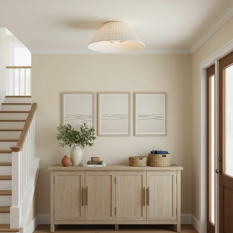 Zephiris Vintage Pleated Fabric Cone Ceiling Light