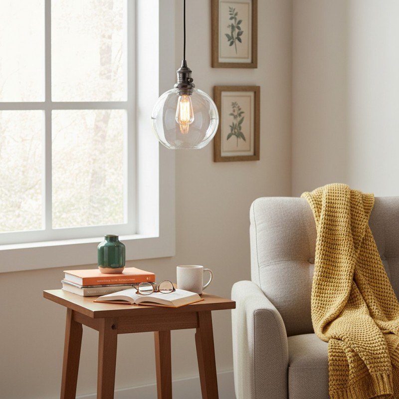 Savion Clear Glass Globe Pendant Light