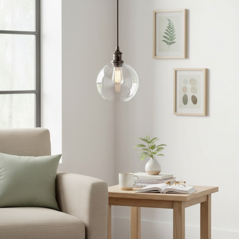 Savion Clear Glass Globe Pendant Light