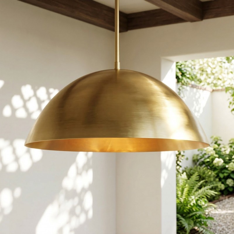 Deryn Farmhouse Brass Dome Pendant Light
