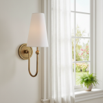 Azon Country Linen Brass Swan Neck Wall Light