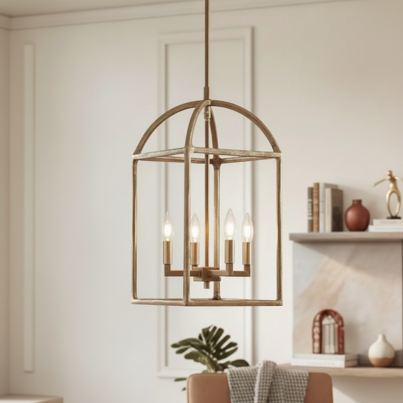 Burberry Industrial 4-Light Lantern Iron Pendant Light