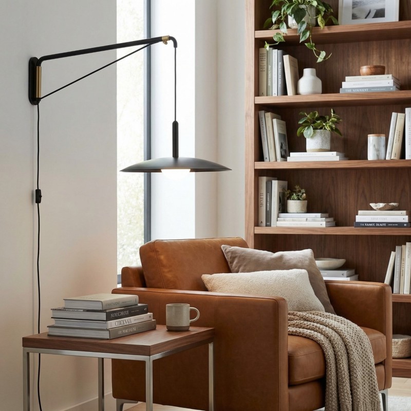 Cruz Minimalist Adjustable Plug-In Wall Sconce