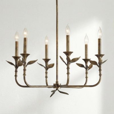 Jocelyn Retro Antique Brass Botanical Forged Iron Chandelier