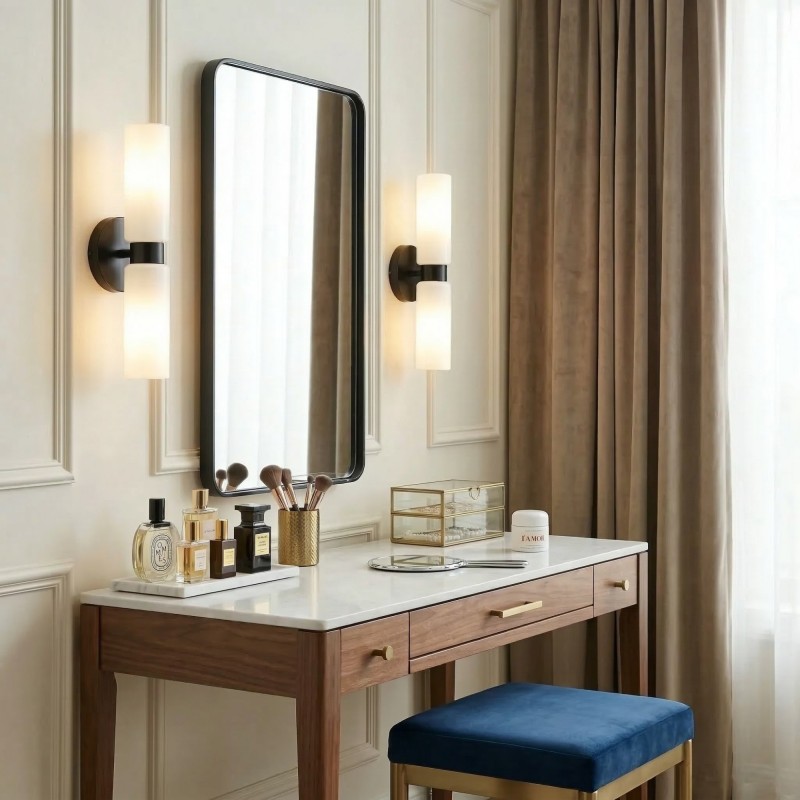 Sinclair Minimalist Glass Double Short Wall Light