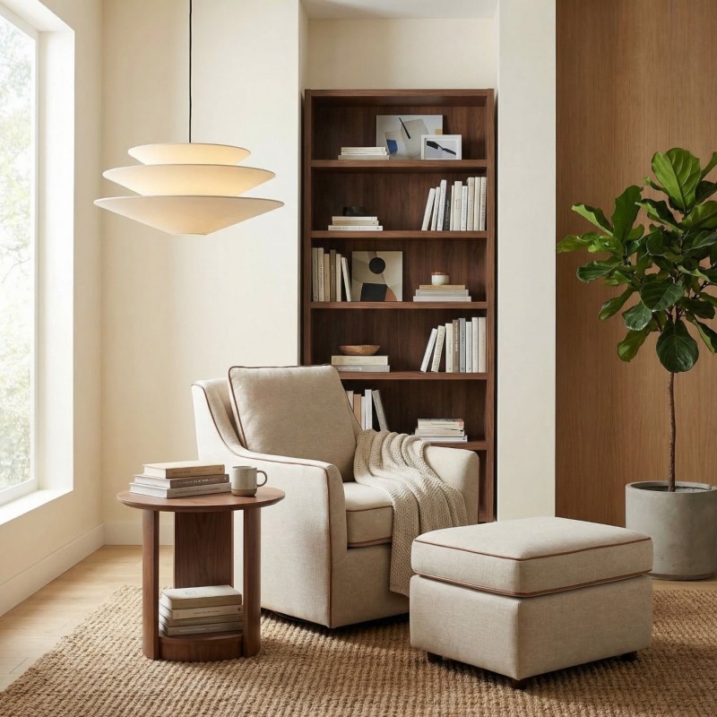 Orabella Scandinavian Tiered Linen Cone Pendant Light