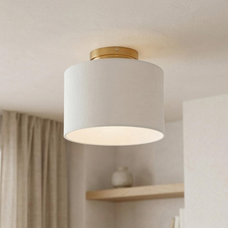 Kaethe Fabric Drum Shade Semi Flush Mount Light