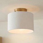 Joram White Linen Drum Ceiling Light