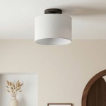 Kaethe Fabric Drum Shade Semi Flush Mount Light