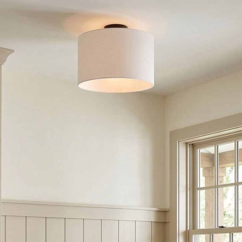 Kaethe Fabric Drum Shade Semi Flush Mount Light
