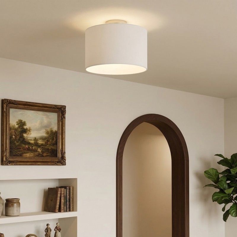 Kaethe Fabric Drum Shade Semi Flush Mount Light