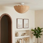 Andrew Natural Flower Rattan Flush Mount Ceiling Light