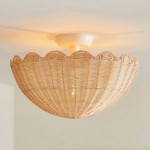 Lannister Coastal 2-Light Semi-Flush Mount Ceiling Light with Hand Woven Drum Shade for Bedroom
