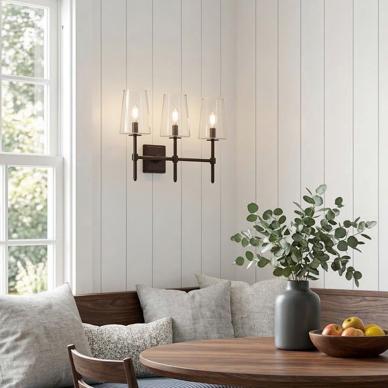 Murano Farmhouse Clear Glass Vanity Wall Sconce