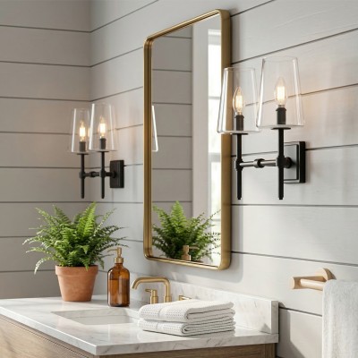 Murano Farmhouse Clear Glass Vanity Wall Sconce