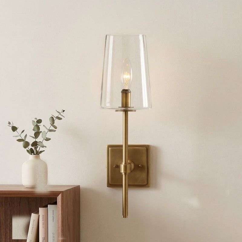 Murano Farmhouse Clear Glass Vanity Wall Sconce