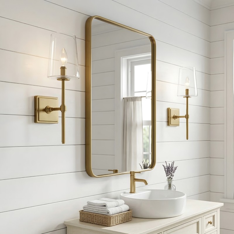 Murano Farmhouse Clear Glass Vanity Wall Sconce