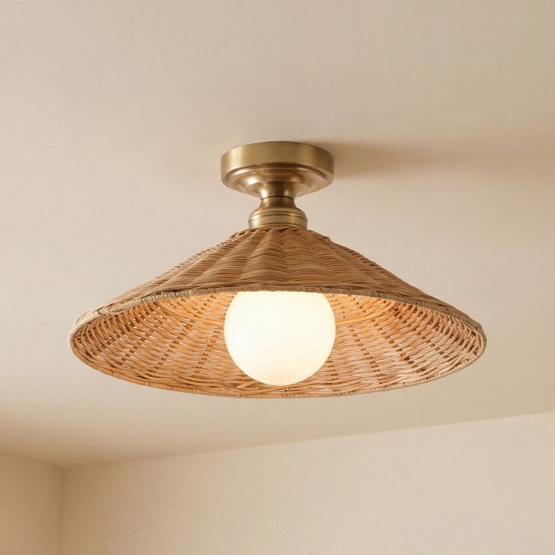 Blisaa Farmhouse Conical Rattan Ceiling Light