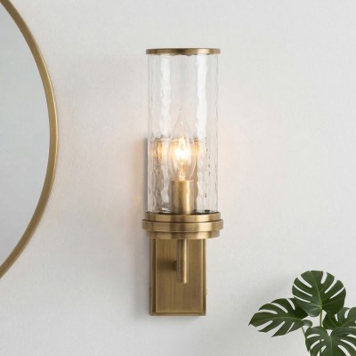 Ira Farmhouse Cylinder Hammered Glass Sconce