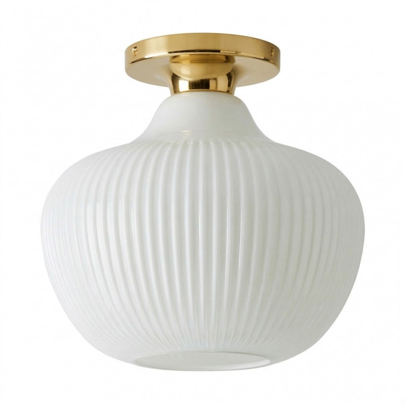 Naiad Rustic Sculptural Ribbed Glass Flush Ceiling Light