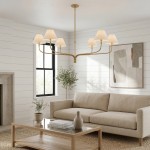 Ashlyn Modern 5/6 Light White Linen Conical Chandelier