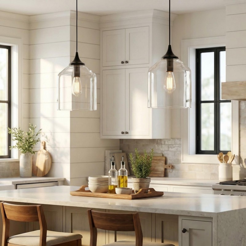 Declan Modern Bell Shaped Glass Pendant Light