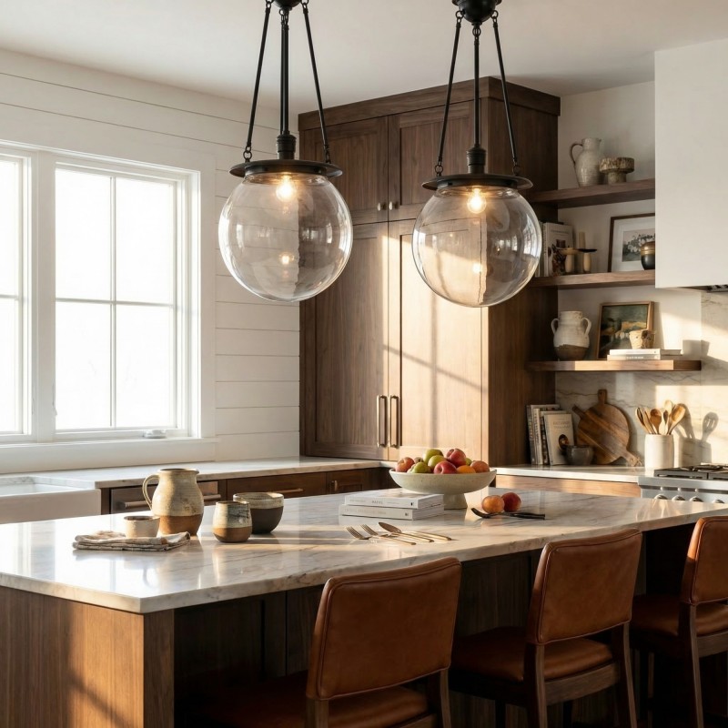 Dara Farmhouse Glass Globe Pendant Light