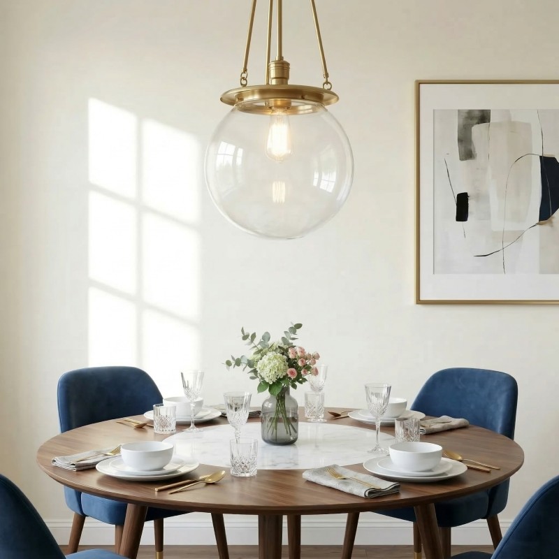 Dara Farmhouse Glass Globe Pendant Light