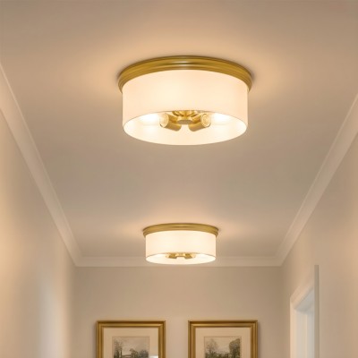 Lionell Farmhouse Milk Glass Round Flush Mount Ceiling Light