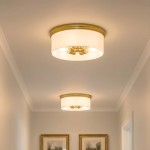Lionell Farmhouse Milk Glass Round Flush Mount Ceiling Light