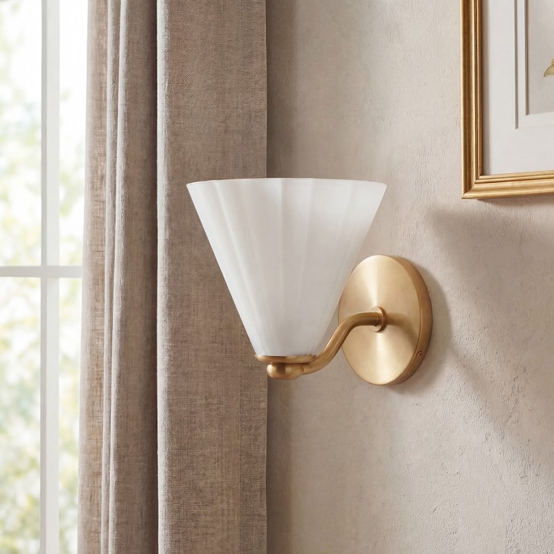 Jaxlynth Modern Rotatable Milk Glass Cone Sconce