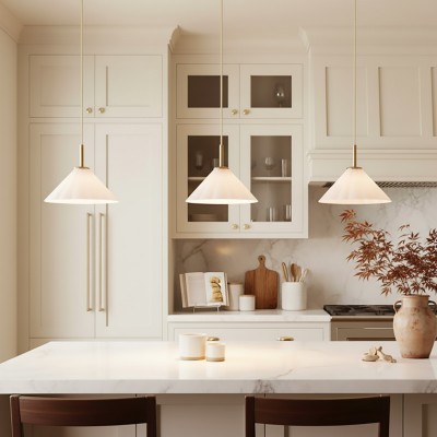 Veythra Modern Minimalist Rippled Glass Cone Pendant Lamp