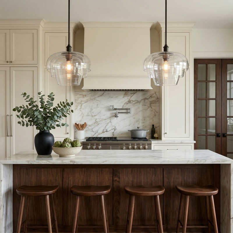 Xena Scandinavian Layered Clear Glass Pendant Light