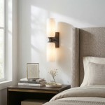 Iliana Rustic White Glass Double Tube Wall Sconce