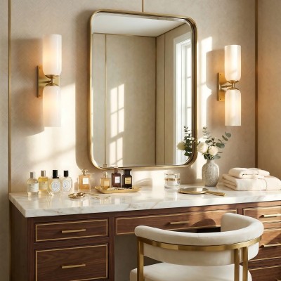 Iliana Rustic White Glass Double Tube Wall Sconce