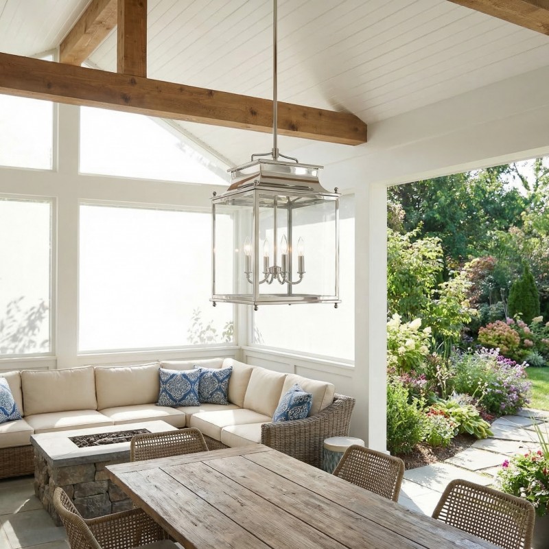 Marcellus Classic Metal Clear Glass Outdoor Lantern Pendant Light