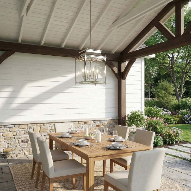 Marcellus Classic Metal Clear Glass Outdoor Lantern Pendant Light