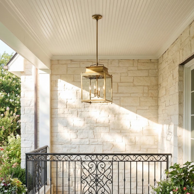 Marcellus Classic Metal Clear Glass Outdoor Lantern Pendant Light