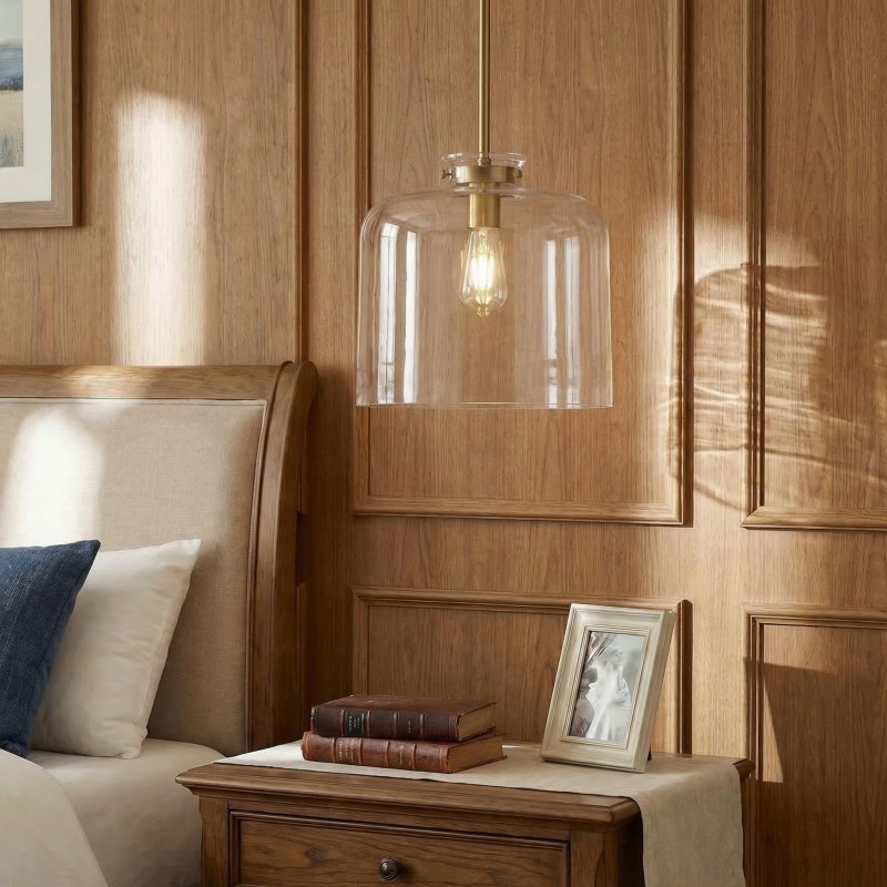 Mica Minimalist Brass Clear Glass Pendant Light