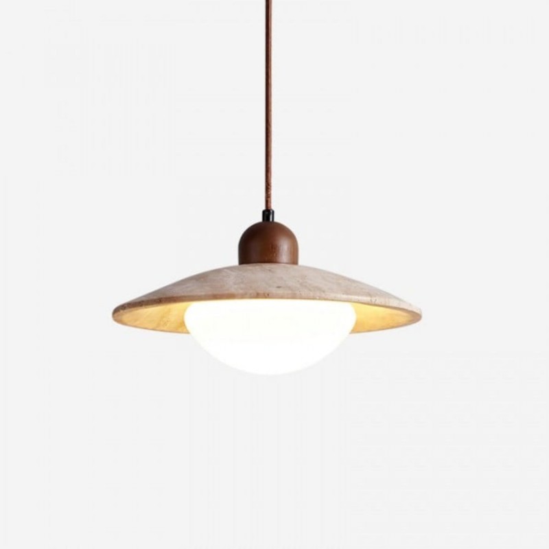 Barrett Wabi-Sabi Round Travertine Pendant Light